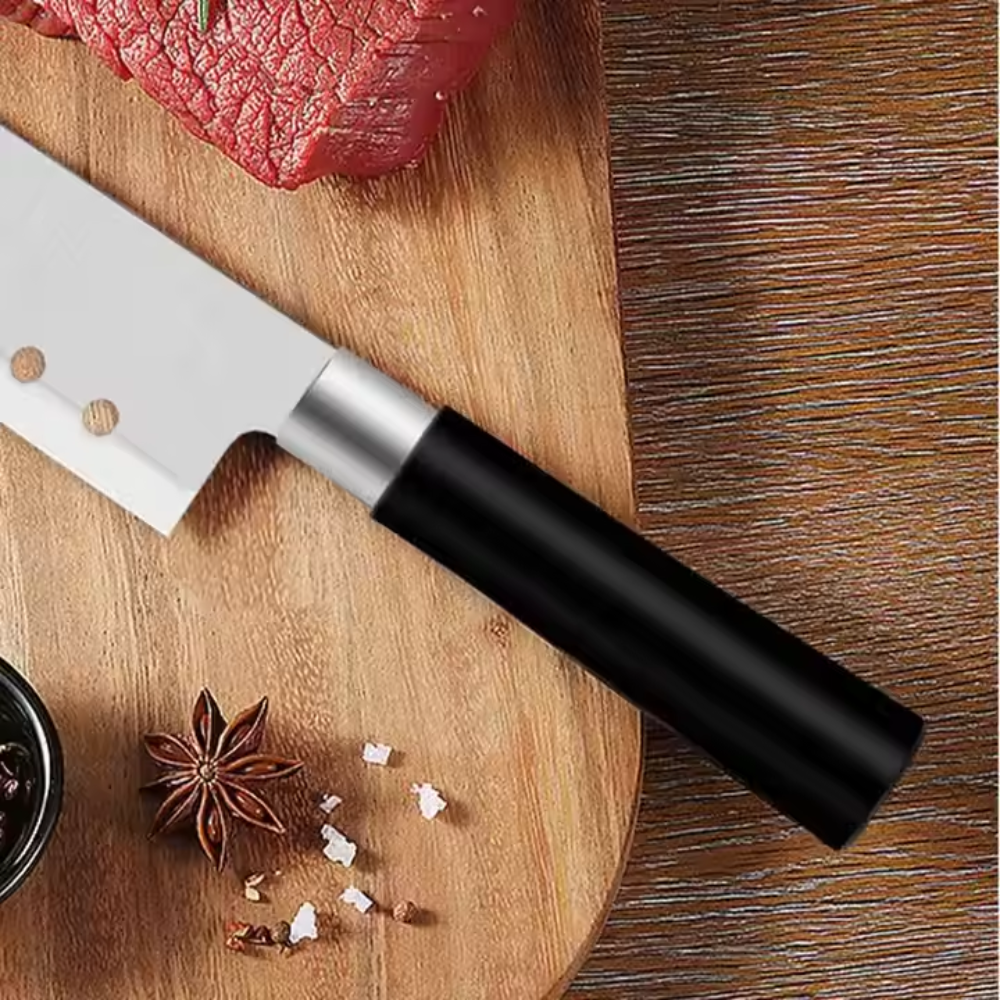 იაპონური Santoku Koken დანა მრავალმხრივი გამოყენებადი, 17.2 სმ უჟანგავი ფოლადის დანა, PP სახელური, პროფესიონალი
