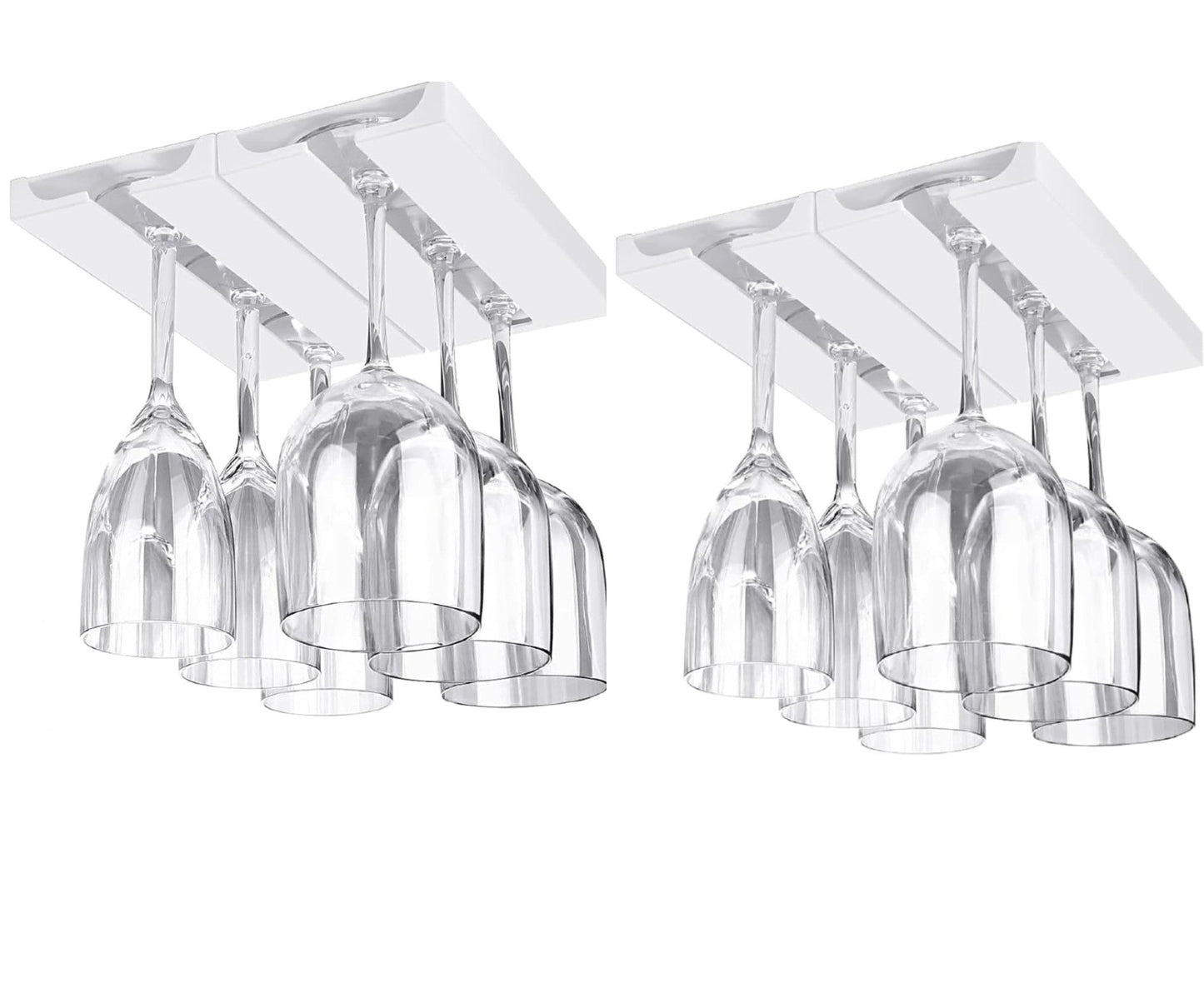 Suport suspendat pentru pahare cu picior Koken, potrivit pentru diverse tipuri de pahare, 2 x 11x 25 cm, Plastic/Alb