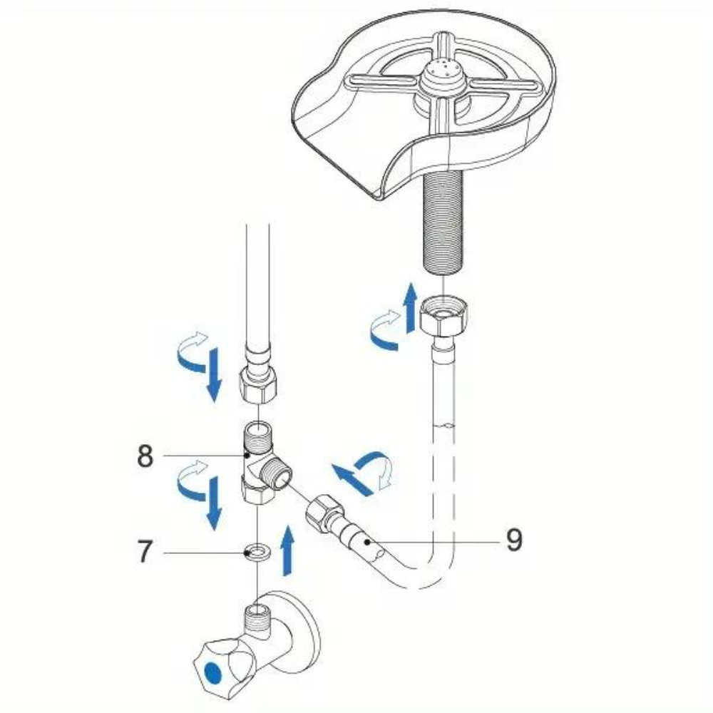 Dispozitiv Spalare Pahare Koken din inox, Spalator pahare cu presiune pentru chiuveta din Otel inoxidabil,Kit de Asamblare Inclus, Anti-rugina, Negru/Argintiu