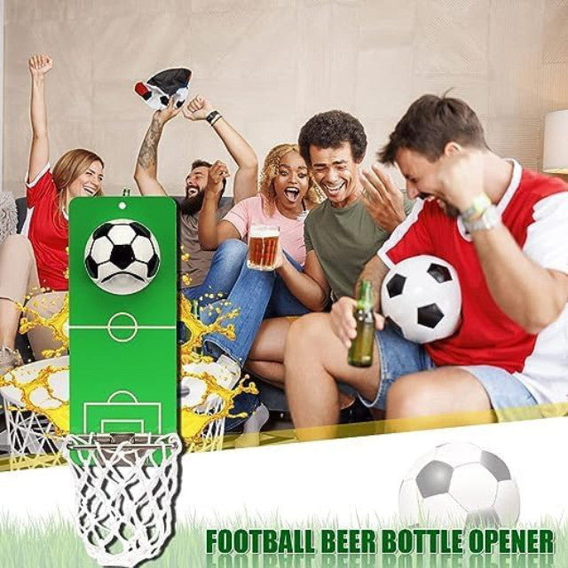 Desfăcător de Sticle cu Colector de Capace Koken, - Decor și Cadou Perfect pentru Suporteri, Bărbați, Fotbal și Sport, 20x8 cm, 3 Moduri de Instalare, Otel/Verde