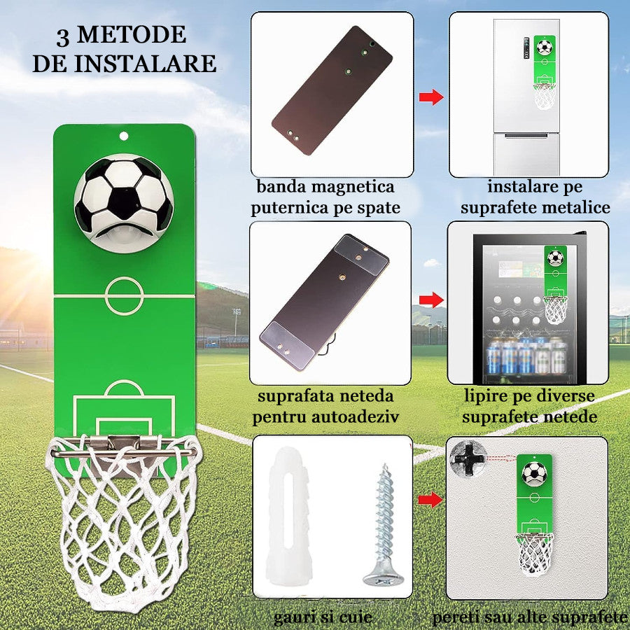 Desfăcător de Sticle cu Colector de Capace Koken, - Decor și Cadou Perfect pentru Suporteri, Bărbați, Fotbal și Sport, 20x8 cm, 3 Moduri de Instalare, Otel/Verde