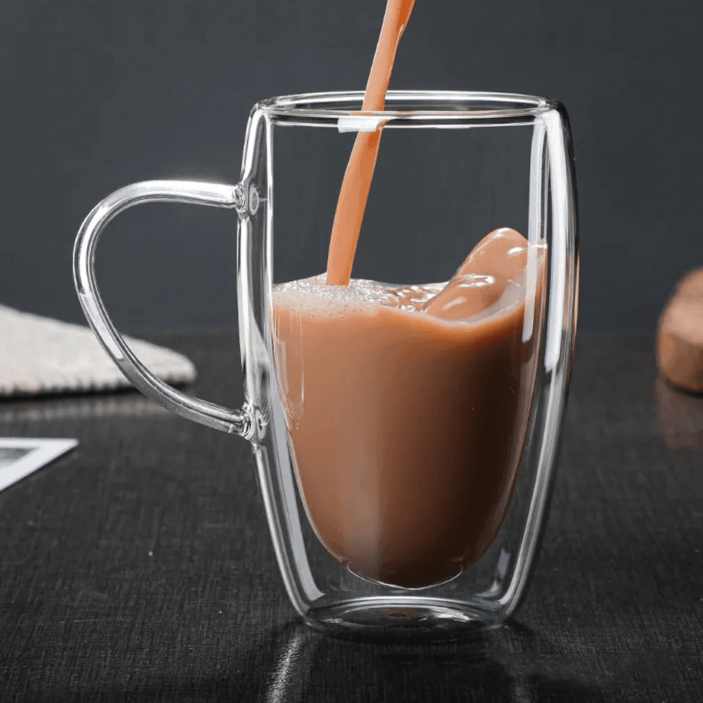 Cana termorezistenta cu perete dublu Koken.ro, Sticla borosilicata, 350 ml, Transparent - köken
