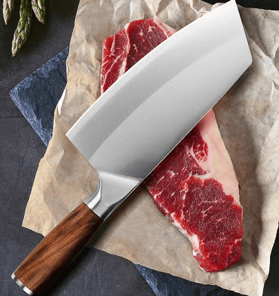 Cuțit de bucătărie Koken.ro, Cutit japonez universal din Otel inoxidabil, lama de 20 cm, Maner Lemn + Suport pentru Tocat Legume - köken
