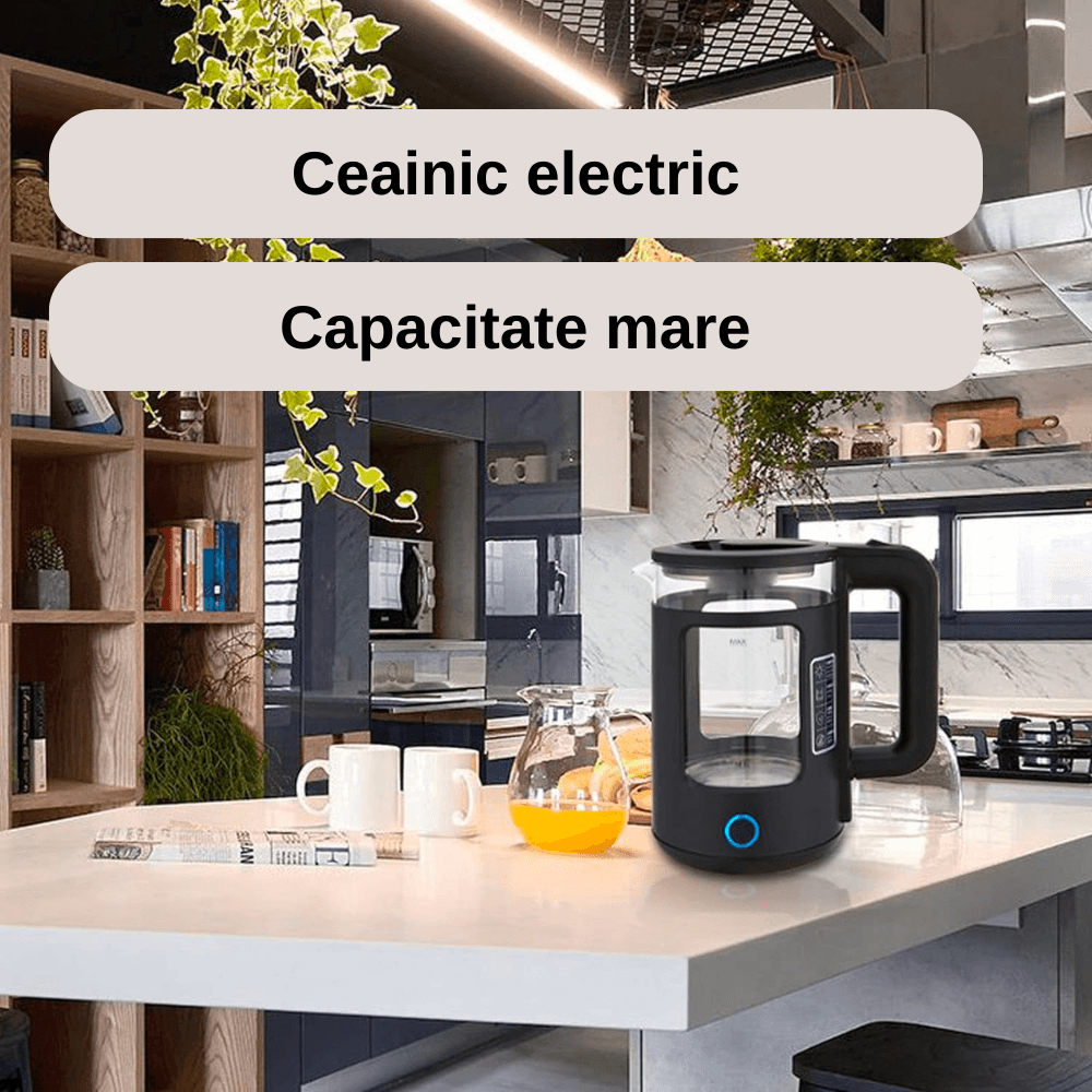 Fierbător Electric Koken.ro, 1500 W, durabil, capacitate mare 1.5 L, oprit automat când este deschis, Ceainic electric, - köken