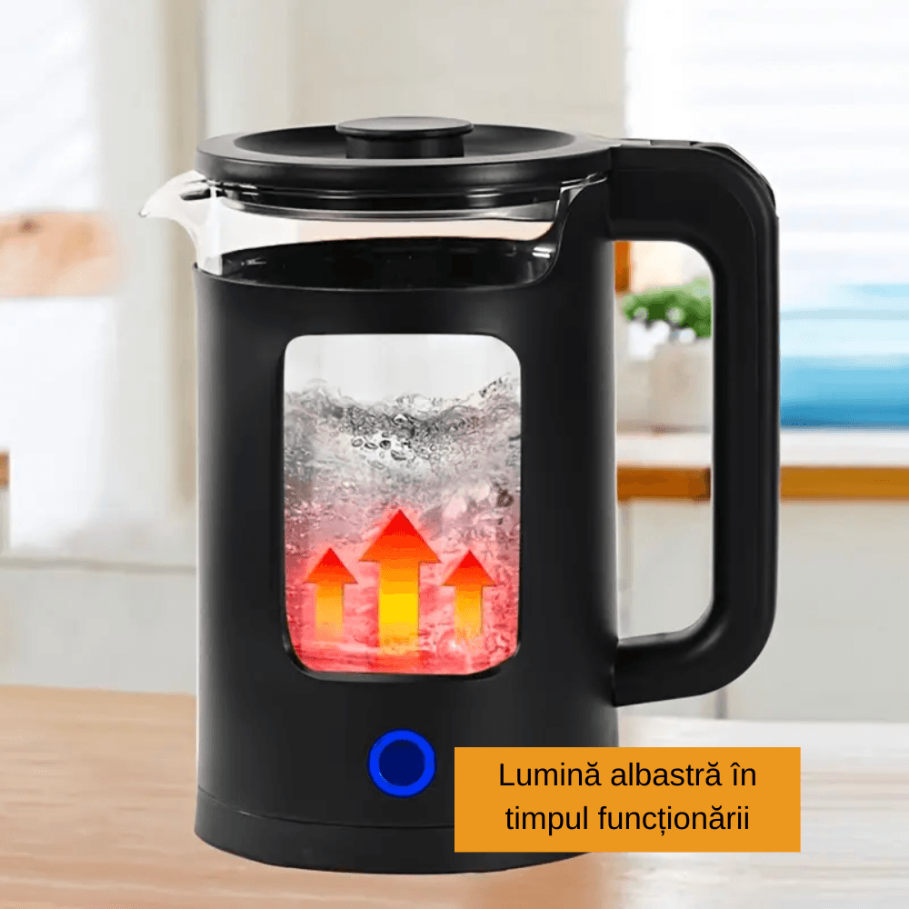 Fierbător Electric Koken.ro, 1500 W, durabil, capacitate mare 1.5 L, oprit automat când este deschis, Ceainic electric, - köken