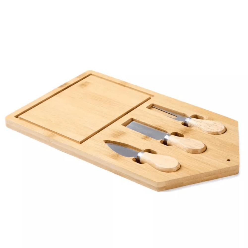 Platou servire cascaval Koken.ro, Set de 3 tacamuri, bambus/otel inoxidabil, Lemn - köken