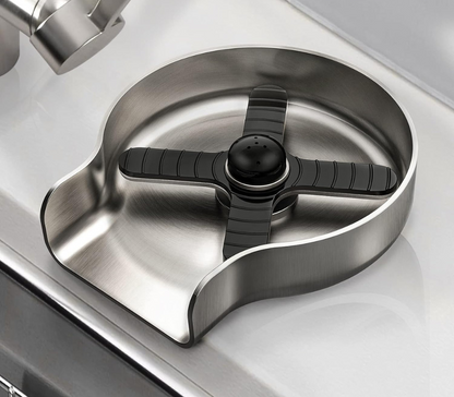 Dispozitiv Spalare Pahare Koken din inox, Spalator pahare cu presiune pentru chiuveta din Otel inoxidabil,Kit de Asamblare Inclus, Anti-rugina, Negru/Argintiu