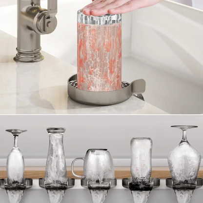 Dispozitiv Spalare Pahare Koken din inox, Spalator pahare cu presiune pentru chiuveta din Otel inoxidabil,Kit de Asamblare Inclus, Anti-rugina, Negru/Argintiu