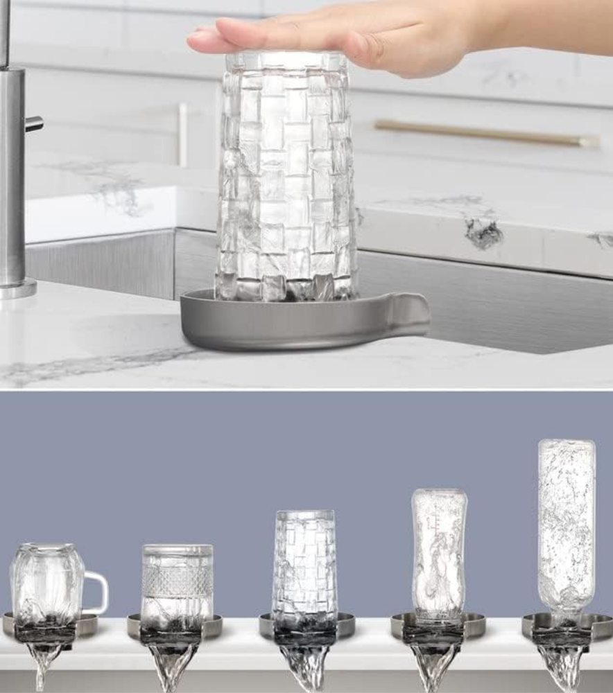 Dispozitiv Spalare Pahare Koken din inox, Spalator pahare cu presiune pentru chiuveta din Otel inoxidabil,Kit de Asamblare Inclus, Anti-rugina, Negru/Argintiu