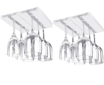 Suport suspendat pentru pahare cu picior Koken, potrivit pentru diverse tipuri de pahare, 2 x 11x 25 cm, Plastic/Alb