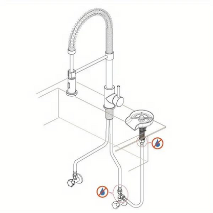 Dispozitiv Spalare Pahare Koken din inox, Spalator pahare cu presiune pentru chiuveta din Otel inoxidabil,Kit de Asamblare Inclus, Anti-rugina, Negru/Argintiu