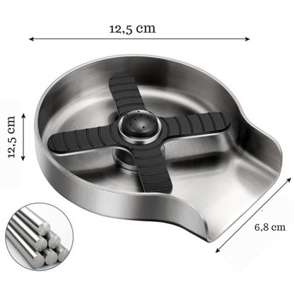 Dispozitiv Spalare Pahare Koken din inox, Spalator pahare cu presiune pentru chiuveta din Otel inoxidabil,Kit de Asamblare Inclus, Anti-rugina, Negru/Argintiu