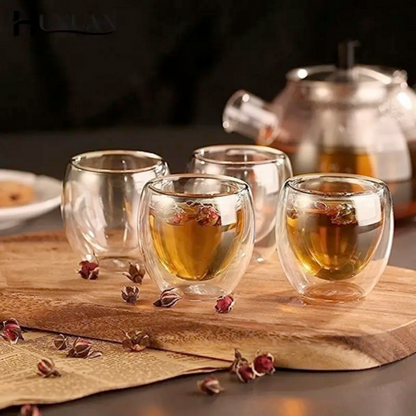 Koken ორკედლიანი ყავის ფინჯნის კომპლექტი, დამცავი ფენა, ბოროსილიკატური მინისგან დამზადებული, 100 მლ, გამჭვირვალე