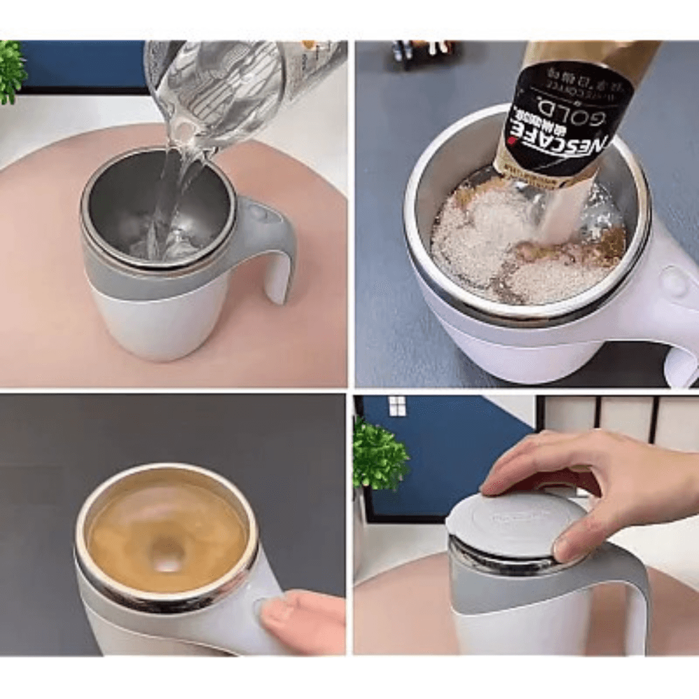Cana Hurricane Koken, multifunctionala tip Termos, Cana cu amestecare automata din otel inoxidabil, ideala pentru cafea, ceai, Limonada, ciocolata calda, lapte, 380 ml, Alb/Gri - köken