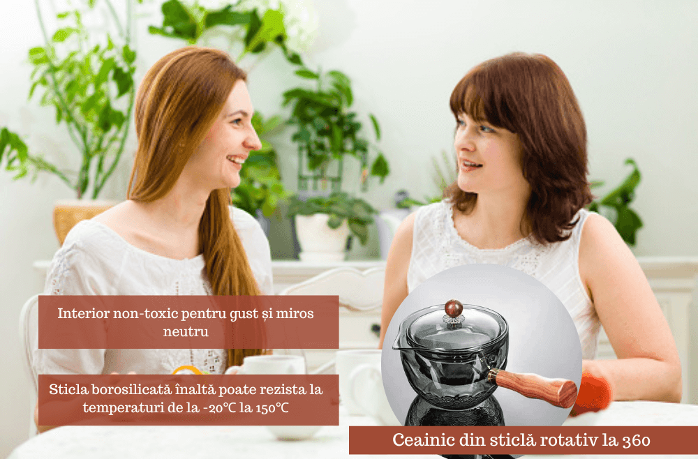 Ceainic japonez cu infuzor Koken.ro, ceainic din Sticla borosilicată rotativ la 360 de grade cu mâner lateral Lemn, Rezistent la temperaturi extreme 150℃, - köken