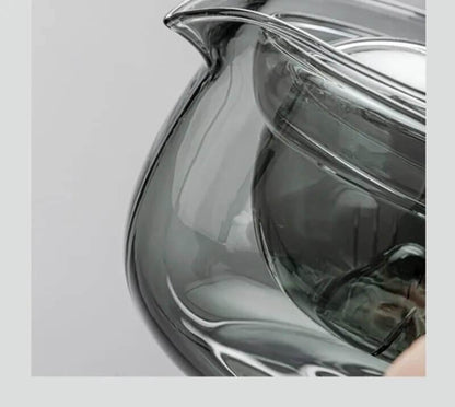 Ceainic japonez cu infuzor Koken.ro, ceainic din Sticla borosilicată rotativ la 360 de grade cu mâner lateral Lemn, Rezistent la temperaturi extreme 150℃, - köken