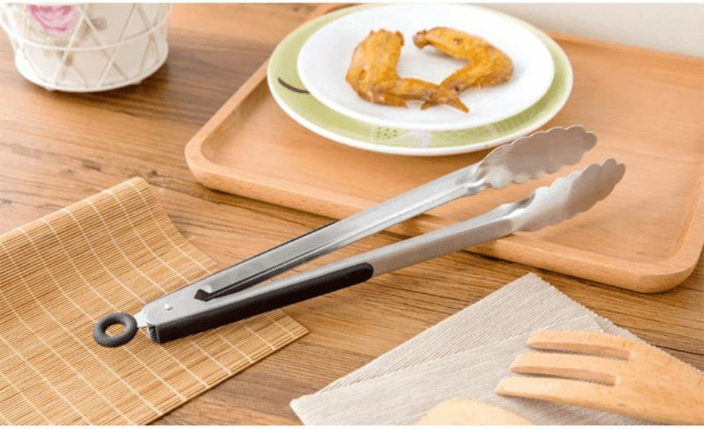 Cleste pentru bucatarie si grill Koken.ro, Otel inoxidabil/Silicon, gătește și servește cu ușurință, 36x3,8 cm, Negru/Argintiu - köken