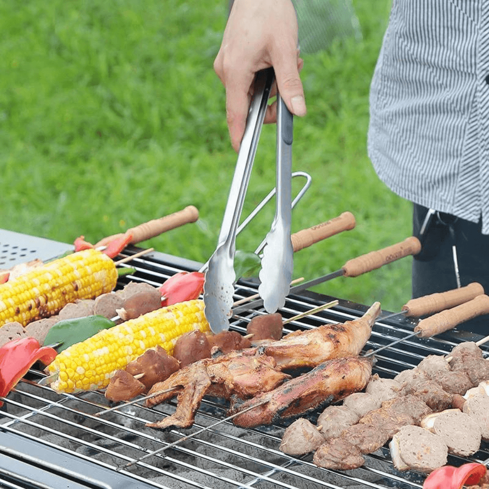 Cleste pentru bucatarie si grill Koken.ro, Otel inoxidabil/Silicon, gătește și servește cu ușurință, 36x3,8 cm, Negru/Argintiu - köken