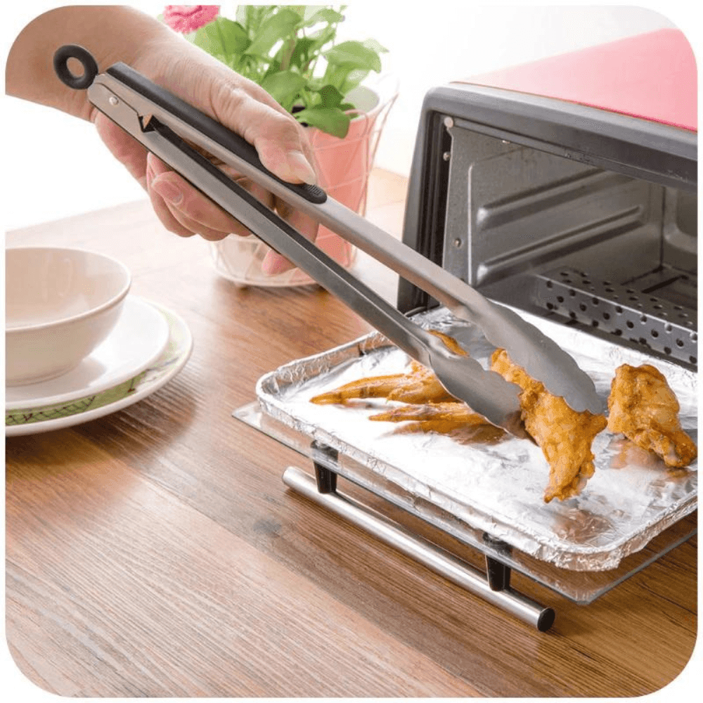 Cleste pentru bucatarie si grill Koken.ro, Otel inoxidabil/Silicon, gătește și servește cu ușurință, 36x3,8 cm, Negru/Argintiu - köken