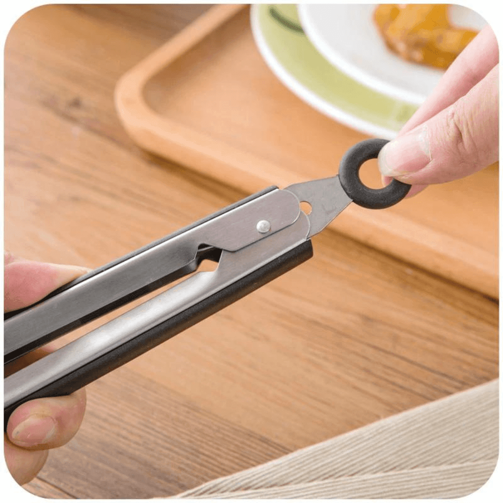 Cleste pentru bucatarie si grill Koken.ro, Otel inoxidabil/Silicon, gătește și servește cu ușurință, 36x3,8 cm, Negru/Argintiu - köken