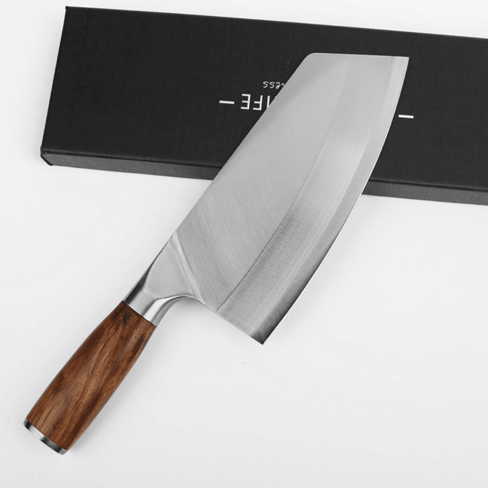 Cuțit de bucătărie Koken.ro, Cutit japonez universal din Otel inoxidabil, lama de 20 cm, Maner Lemn + Suport pentru Tocat Legume - köken