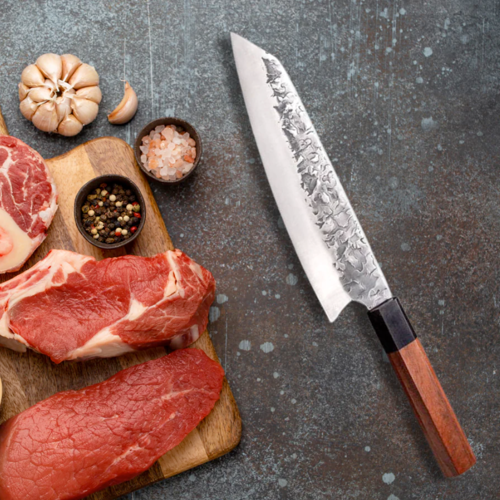 Koken პროფესიონალური იაპონური შეფ-მზარეულის დანა, დამასკოს ფოლადი, სუშისთვის, ჭრისა და ხელით ჭრისთვის, დანა 20 სმ, ხე