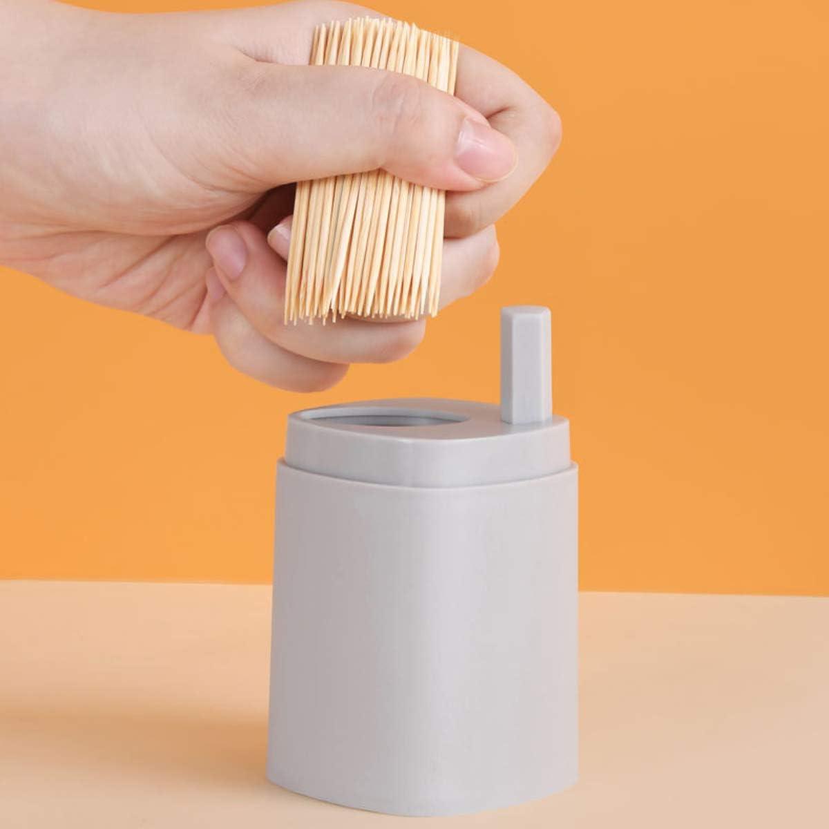 Dispenser Scobitori cu Buton de la Koken.ro, Suport Rotativ din Plastic, 8,3 x 5,5 cm, Culoare Gri - köken
