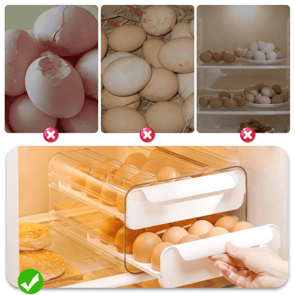 Egg Box Koken, Cutie Depozitare oua, Suport organizator oua pentru frigider, cu 2 niveluri, Plastic, Transparent - köken
