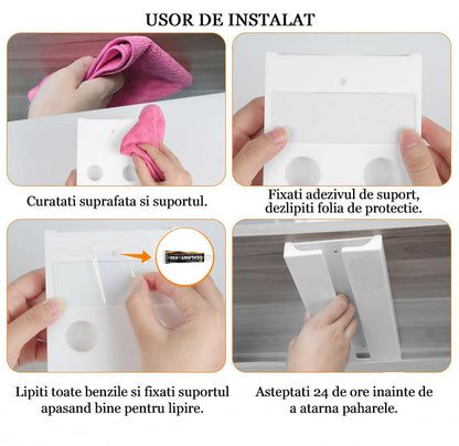 Suport suspendat pentru pahare cu picior Koken, potrivit pentru diverse tipuri de pahare, 2 x 11x 25 cm, Plastic/Alb
