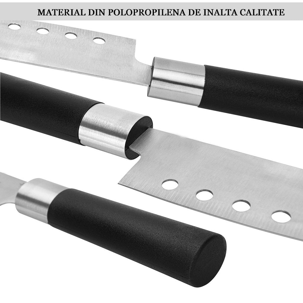 იაპონური Santoku Koken დანა მრავალმხრივი გამოყენებადი, 17.2 სმ უჟანგავი ფოლადის დანა, PP სახელური, პროფესიონალი