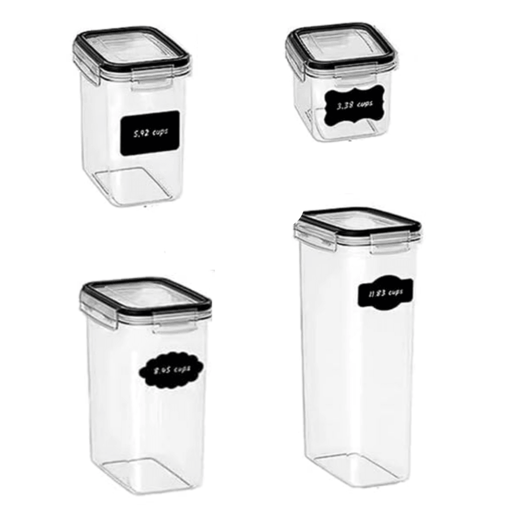 Recipiente etanse de depozitare Koken.ro, plastic fara BPA, Transparent/Negru - köken