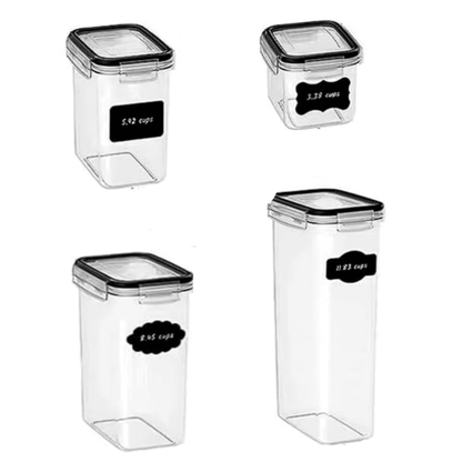 Recipiente etanse de depozitare Koken.ro, plastic fara BPA, Transparent/Negru - köken
