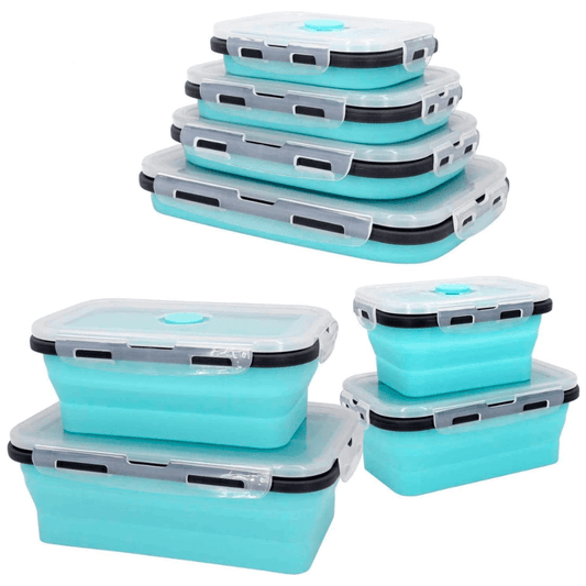 Set 4 caserole dreptunghiulare pliabile Koken.ro, Recipiente din silicon cu capac - köken