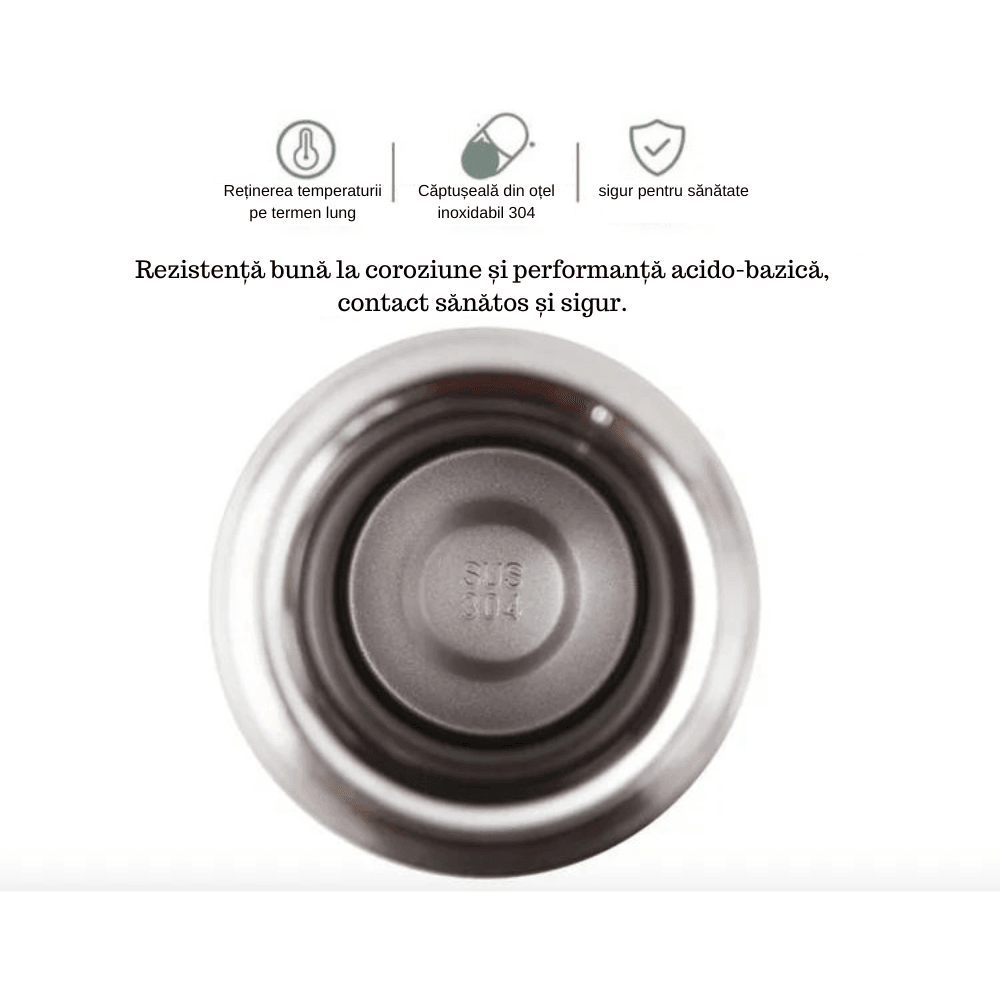 Set Termos Ecologic INOX Koken.ro, perete dublu, durabilitate 12h, Termos 500 ml + 3 cesti x 150ml, Verde - köken