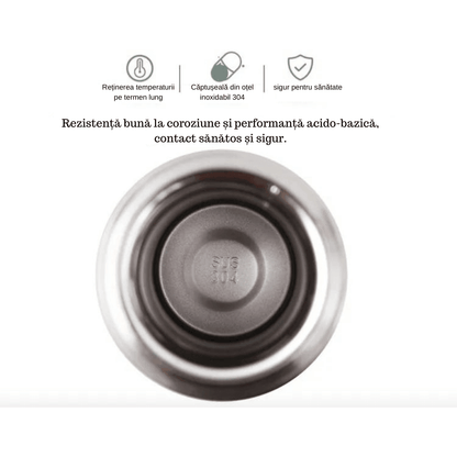 Set Termos Ecologic INOX Koken.ro, perete dublu, durabilitate 12h, Termos 500 ml + 3 cesti x 150ml, Verde - köken