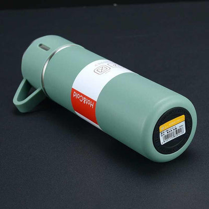 Set Termos Ecologic INOX Koken.ro, perete dublu, durabilitate 12h, Termos 500 ml + 3 cesti x 150ml, Verde - köken