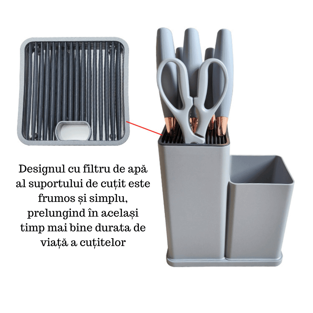Set Ustensile bucatarie Koken.ro, 19 piese Lemn si Silicon alimentar, Suport/Tocator/Cutite, Termorezistente, Antiaderente, Verde + Suport Lingura - köken